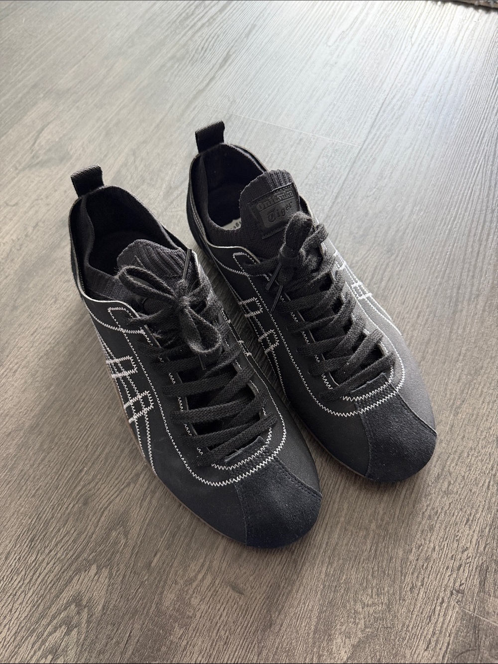 Onitsuka Tiger by Asics Black Sneakers with White Stitching